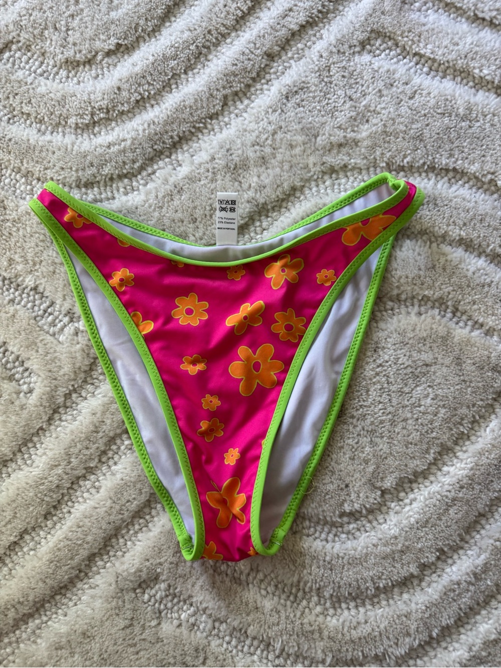 Heavy Manners Pink Floral Swim Bottom with Green Trim